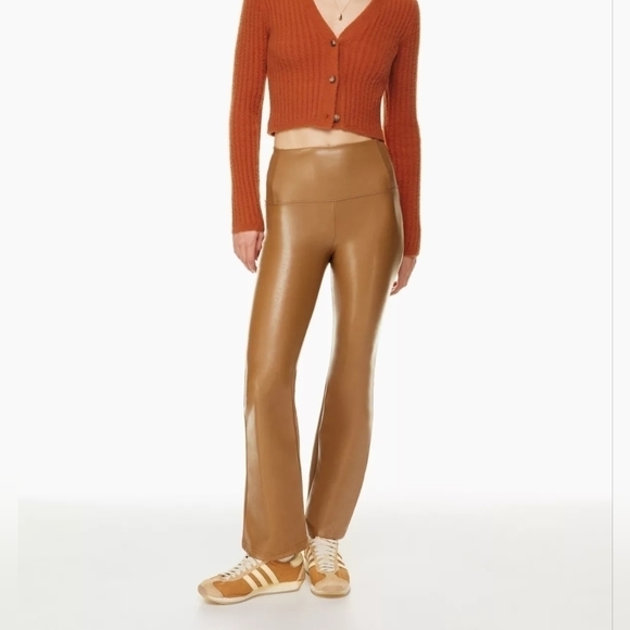 M - Wilfred Free | Daria Flare Faux Leather Pant - Cognac - Picture 1 of 8